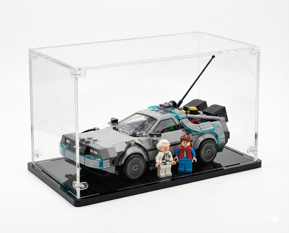 Acrylic display case for Lego® set Time Machine from Back to the Future (77256)